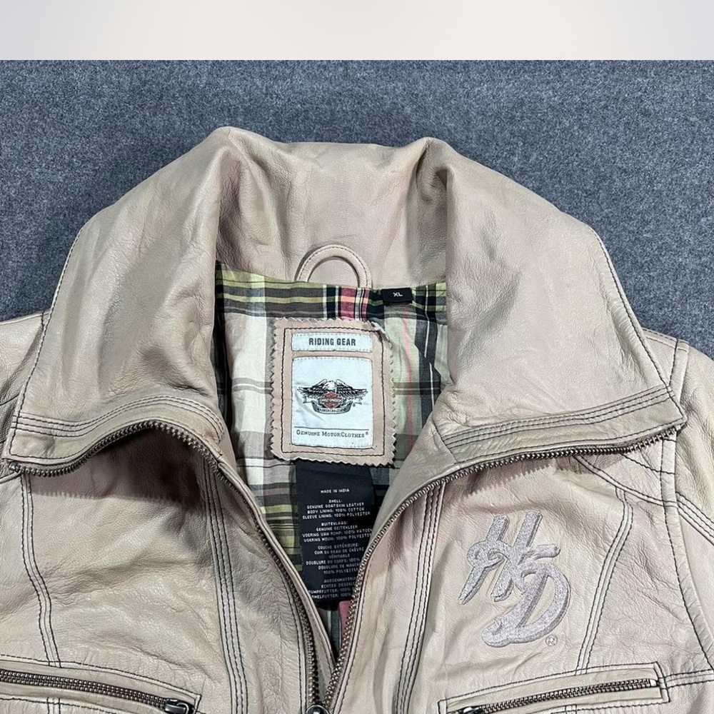 Women’s Beige HD Leather Jacket - Picture 6 of 8